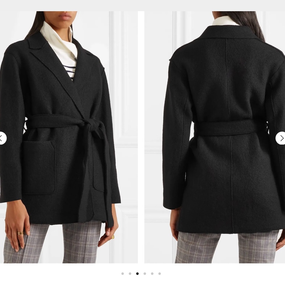 J Crew Boiled Wool Belted Sabrina Wrap Coat Black - Picture 3 of 11